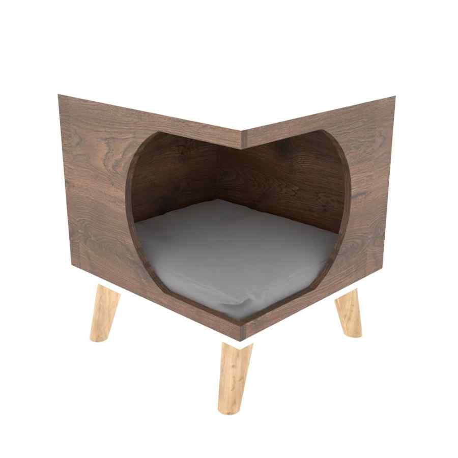 Cama Velador Para Gatos - Maderado Oscuro
